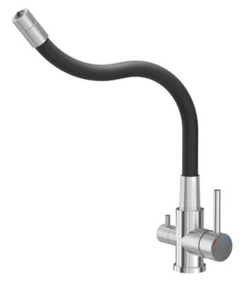 Quadri Selene Kitchen Mixer Tap Stainless Steel 3-way with flexible spout and extra connection for filtered water 1208971407