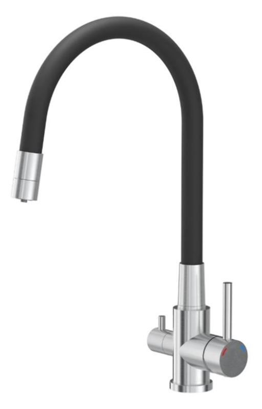 Grifo de cocina Quadri Selene RVS de 3 vías con salida flexible y conexión extra para agua filtrada 1208971407