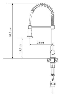Quadri Redwick kitchen mixer tap in black with semi-flexible spout and shower with 2 jet types plus water stop function 1208971410
