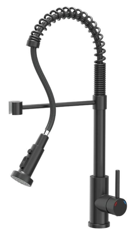 Quadri Redwick grifo de cocina negro con salida semi-flexible y ducha con 2 tipos de chorro más función de parada de agua 1208971410