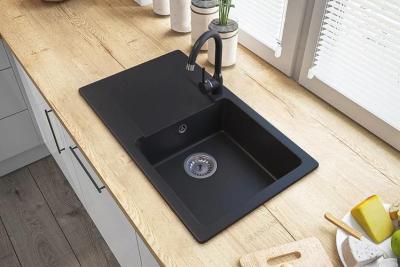 Graniteland Liri Granito Fregadero negro con zona de escurrido 765x448 mm 1208971438