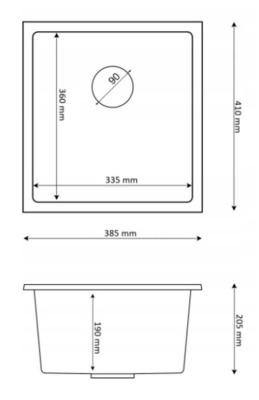 Graniteland Miniva Fregadero de Granito Gris empotrado 385x410 cm 1208971453