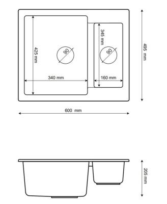 Graniteland Adda Granito Blanco 1.5 Fregadero Empotrado 600x495mm 1208971455