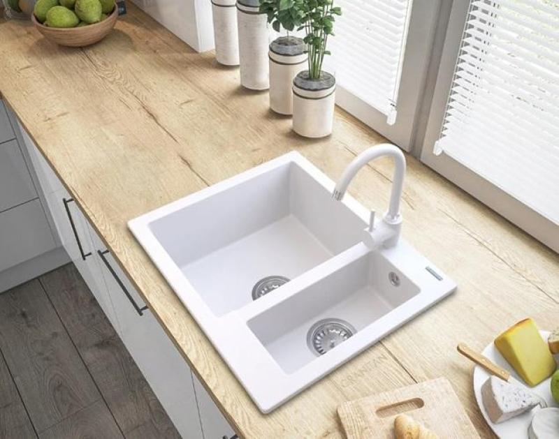 Graniteland Adda Granito Blanco 1.5 Fregadero Empotrado 600x495mm 1208971455