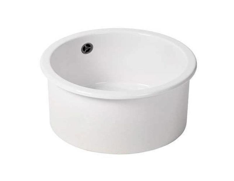 Ausmann Ceramic Ember Fregadero Redondo Cerámico Blanco de Encimera y Submontaje con tapón color Gun metal ( Gris plomo) 1208971463