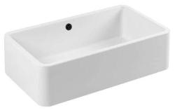 Ausmann Ceramic Mira Lavabo de cerámica blanco - Subestructura e interestructura 795 x 460 mm con tapón negro 1208971469