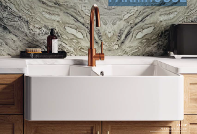 Ausmann Ceramic Mira Ceramic White Double Sink - Undermount and Intermediate Construction 793 x 450 mm with faucet hole bench and Gun metal plug 1208971478