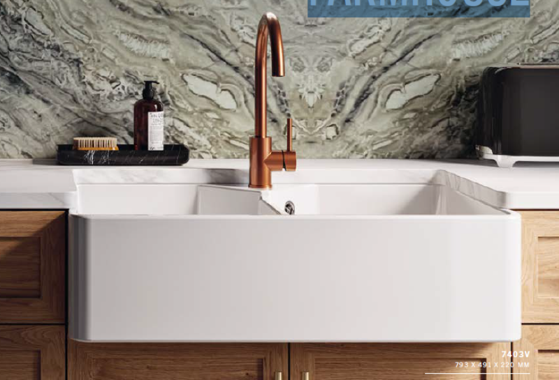 Ausmann Ceramic Mira Cerámica Blanca Doble Fregadero - Submontaje e Intermedio 793 x 450 mm con orificio para grifo y tapón color Gun metal (Gris plomo) 1208971478