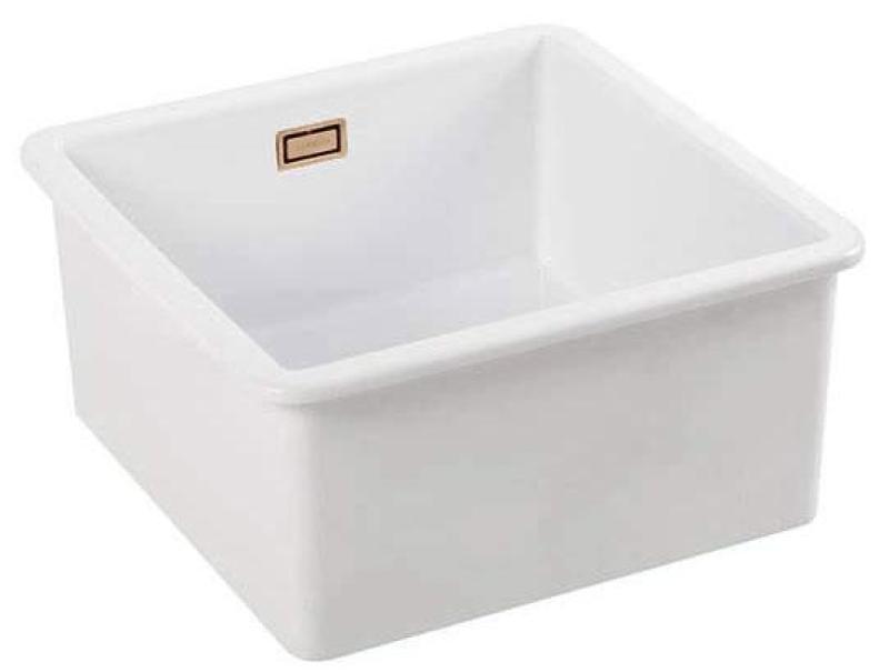 Ausmann Ceramic Ember Lavabo Cerámico Blanco Cuadrado de Superficie y Submontaje 40 x 40 cm con Tapón de Cobre 1208971482