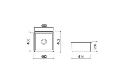 Ausmann Ceramic Ember Ceramic White Square Sink Surface and Undermount 40 x 40 cm with Gun Metal Plug 1208971483