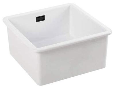 Ausmann Ceramic Ember Ceramic White Square Sink Top Mount and Undermount 40 x 40 cm with Black Plug 1208971484