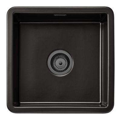 Ausmann Ceramic Ember Ceramic Mat Black Square Built-in and Undermount Sink 40 x 40 cm with Gun Metal Plug 1208971488