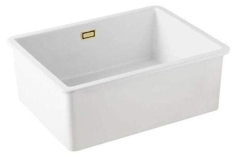 Ausmann Ceramic Ember Lavabo Cerámico Blanco - Montaje Superior e Inferior 54 x 40 cm con Tapón Dorado 1208971491