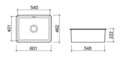 Ausmann Ceramic Ember Ceramic White Sink - Top Mount and Undermount 54 x 40 cm with Gun Metal Plug 1208971493