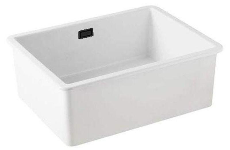 Ausmann Ceramic Ember Fregadero Cerámico Blanco - Montaje Superior e Inferior 54 x 40 cm con Tapón Negro 1208971494