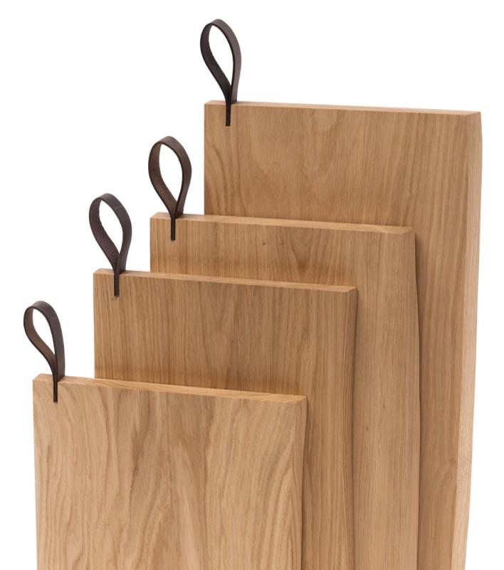 Woodsea Chop-Chop Oak S - Tabla de cortar de roble 25x24cm con mango de cuero 1208971539