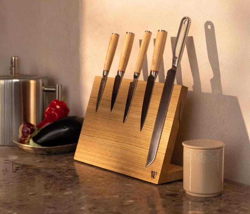 Woodsea Sostén Mi Cuchillo - Soporte de Cuchillos de Roble Mesa 32x22 cm 1208971599