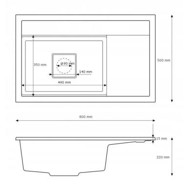 Graniteland Seta Granite White Built-in Sink 80x50 cm 1208971618