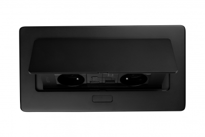 MULTISOFT Furniture Socket 2x Socket with Earthing, USB A+C, RJ45, Power Cable with Plug, Black