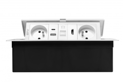 Toma de corriente para muebles MULTISOFT 2x Toma con conexión a tierra, USB A+C, RJ45, HDMI, Cable de alimentación con enchufe, Blanco