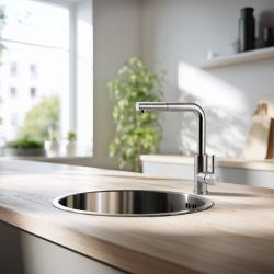 Pure.Sink Rondo Acero Inoxidable Redondo Fregadero de instalación plana, inferior y superior 38 cm PRN38-02
