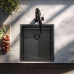 Pure.Sink Luxion PVD Fregadero negro 36 x 40 cm para encastrar, empotrar y montar en superficie PLX3640-63