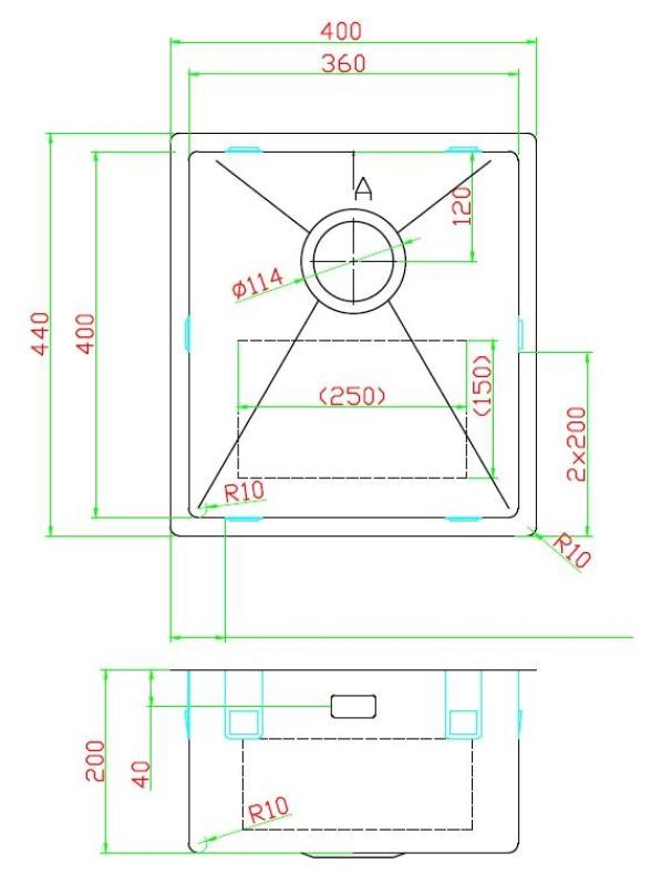 Pure.Sink Luxion PVD Fregadero negro 36 x 40 cm para encastrar, empotrar y montar en superficie PLX3640-63