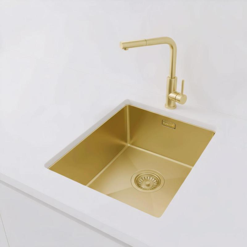 Pure.Sink Luxion Fregadero dorado 36 x 40 cm para encimera, montaje empotrado y sobre encimera PLX3640-60