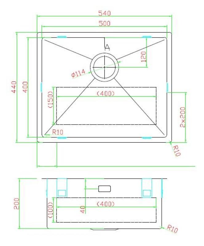 Pure.Sink Luxion Fregadero negro PVD 50 x 40 cm para encastrar, empotrar y montar en superficie PLX5040-63