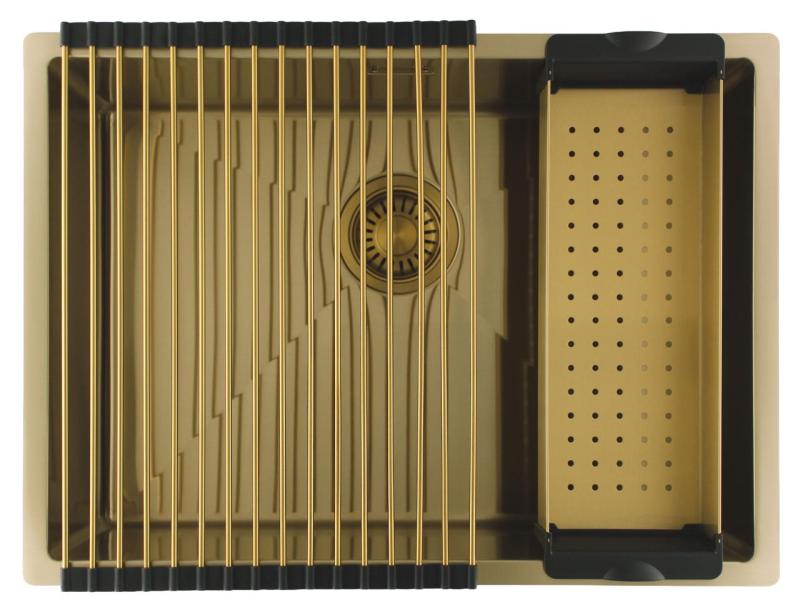 Pure.Sink Luxion Fregadero dorado 55 x 40 cm para encastrar, empotrar y montar en superficie PLX5540-60