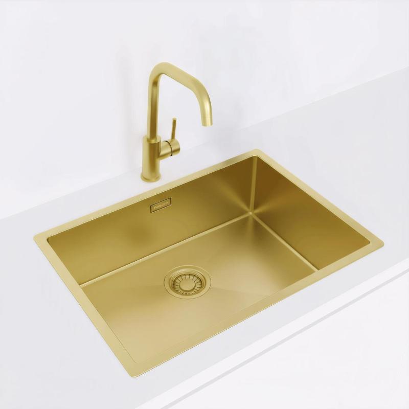 Pure.Sink Luxion Fregadero dorado 55 x 40 cm para encastrar, empotrar y montar en superficie PLX5540-60
