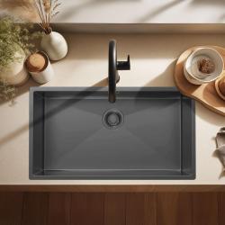 Pure.Sink Luxion Fregadero grande de metal Gun 74 x 40 cm, para encastrar, empotrar y montar en superficie PLX7440-61