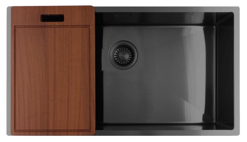 Pure.Sink Luxion Fregadero grande de metal Gun 74 x 40 cm, para encastrar, empotrar y montar en superficie PLX7440-61