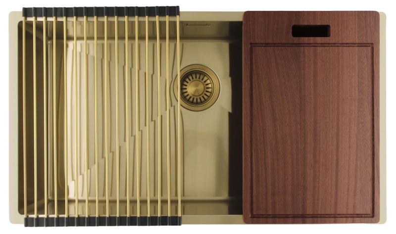 Pure.Sink Luxion Fregadero grande dorado 74 x 40 cm, para encastrar, empotrar y montar en superficie PLX7440-60