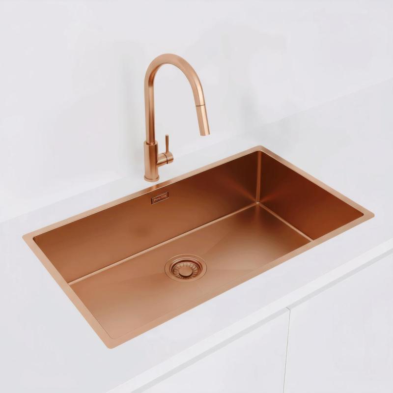 Pure.Sink Luxion Fregadero grande de cobre 74 x 40 cm, para encastrar, empotrar y montar en superficie PLX7440-62