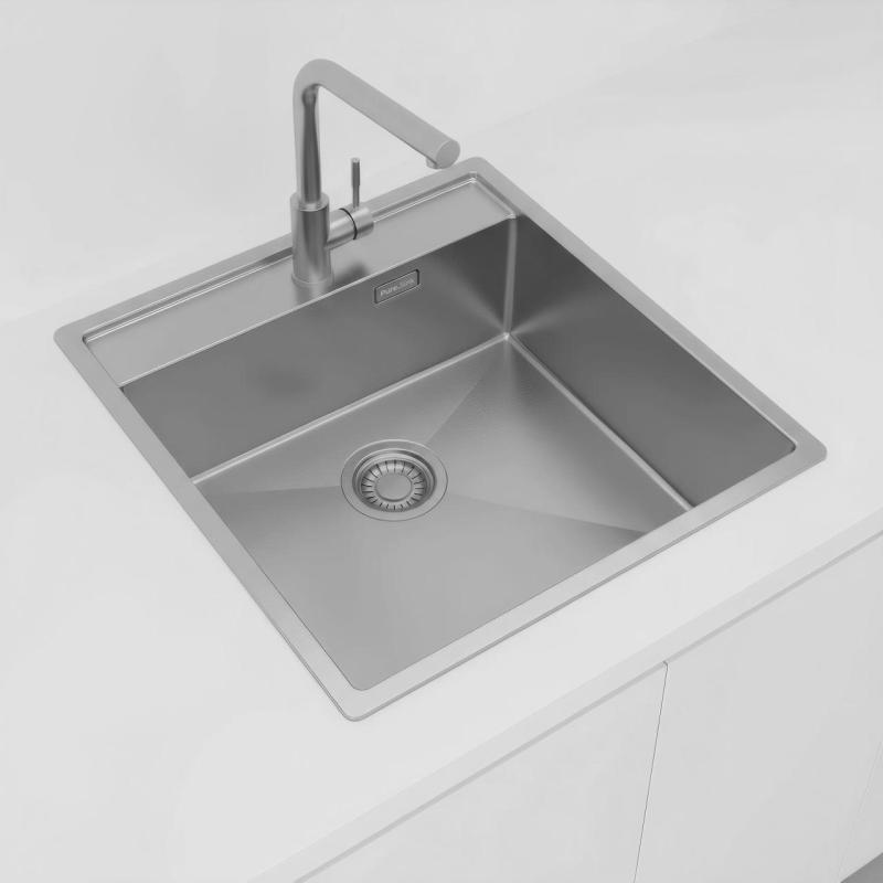 Pure.Sink Luxion Fregadero de acero inoxidable 51 x 50 cm Tapwing con banco para grifo PLX5150T-02
