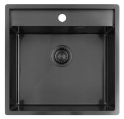 Pure.Sink Luxion Fregadero de metal gris 51 x 50 cm Tapwing con banco para grifo PLX5150T-61