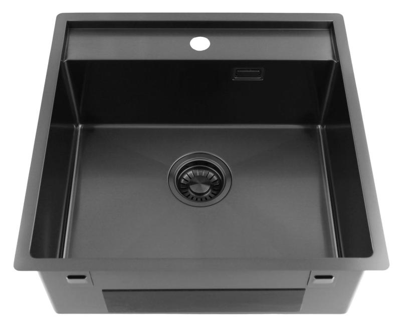 Pure.Sink Luxion Fregadero de metal gris 51 x 50 cm Tapwing con banco para grifo PLX5150T-61