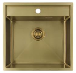 Pure.Sink Luxion Fregadero dorado 51 x 50 cm Grifo con orificio para grifo PLX5150T-60