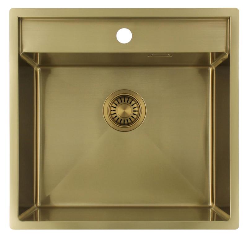 Pure.Sink Luxion Fregadero dorado 51 x 50 cm Tapwing con banco para grifo PLX5150T-60