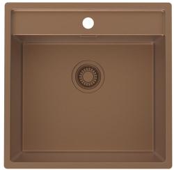 Pure.Sink Luxion Fregadero de cobre 51 x 50 cm Grifo con banco para grifo PLX5150T-62