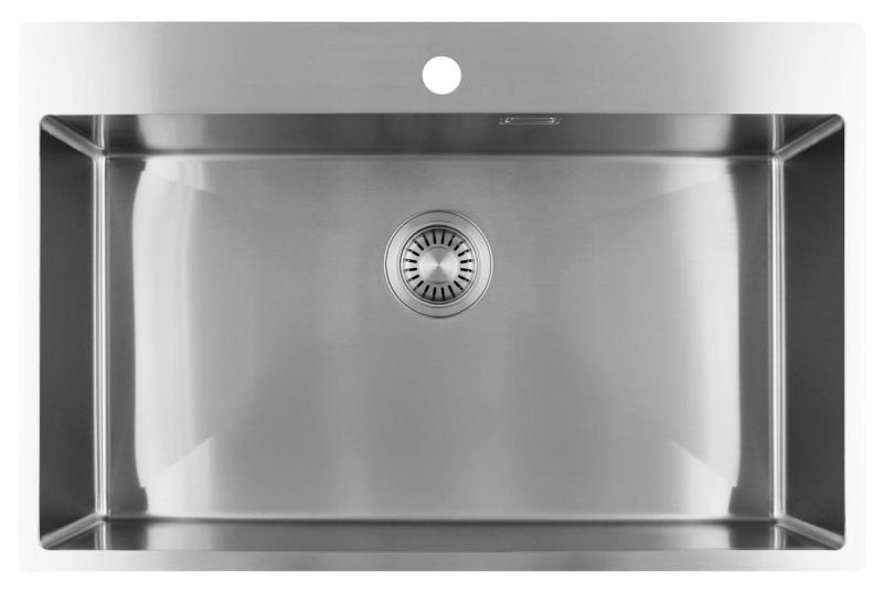 Pure.Sink Luxion Fregadero grande de acero inoxidable 78 x 50 cm Tapwing con banco para grifo PLX7850T-02