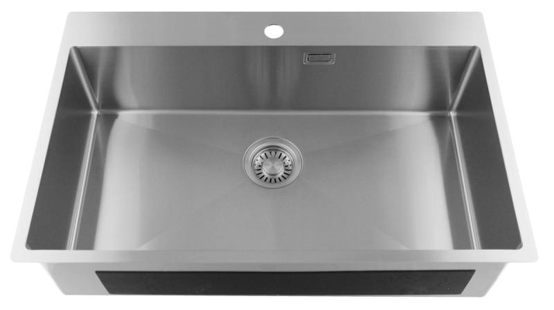 Pure.Sink Luxion Fregadero grande de acero inoxidable 78 x 50 cm Tapwing con banco para grifo PLX7850T-02