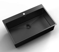 Pure.Sink Luxion PVD Fregadero grande negro 78 x 50 cm Grifo con banco para grifo PLX7850T-63