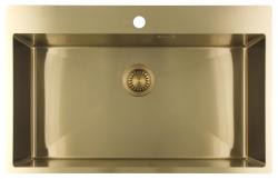 Pure.Sink Luxion Fregadero grande dorado 78 x 50 cm Grifo con banco para grifo PLX7850T-60