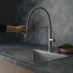Pure.Sink Luxion Grifo de cocina profesional de acero inoxidable macizo con caño flexible y 2 tipos de chorro PLXFLEX-02