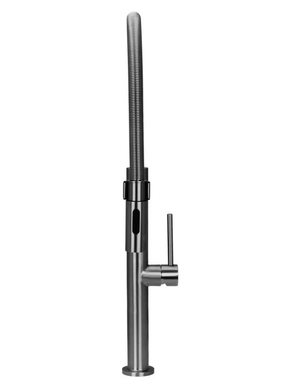 Pure.Sink Luxion Grifo de cocina profesional de acero inoxidable macizo con caño flexible y 2 tipos de chorro PLXFLEX-02