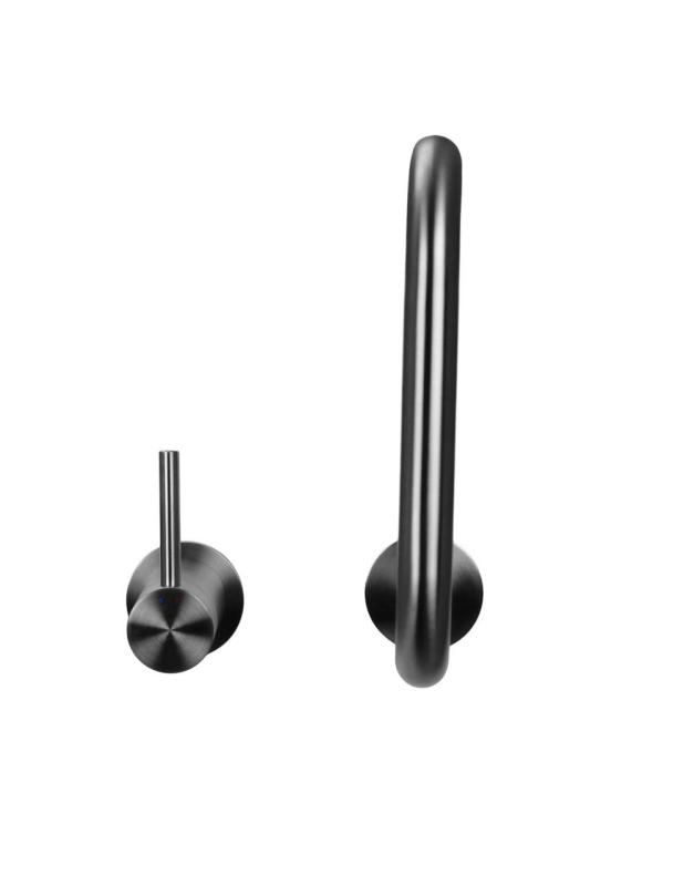 Pure.Sink Luxion Grifo de cocina de acero inoxidable macizo de 2 orificios con caño redondo PLX2HR-02