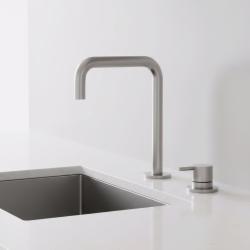 Pure.Sink Luxion Grifo de cocina de acero inoxidable macizo de 2 orificios con caño en U PLX2HU-02