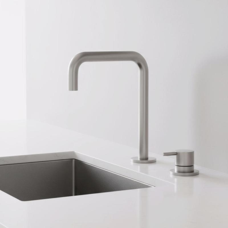 Pure.Sink Luxion Grifo de cocina de acero inoxidable macizo de 2 orificios con caño en U PLX2HU-02